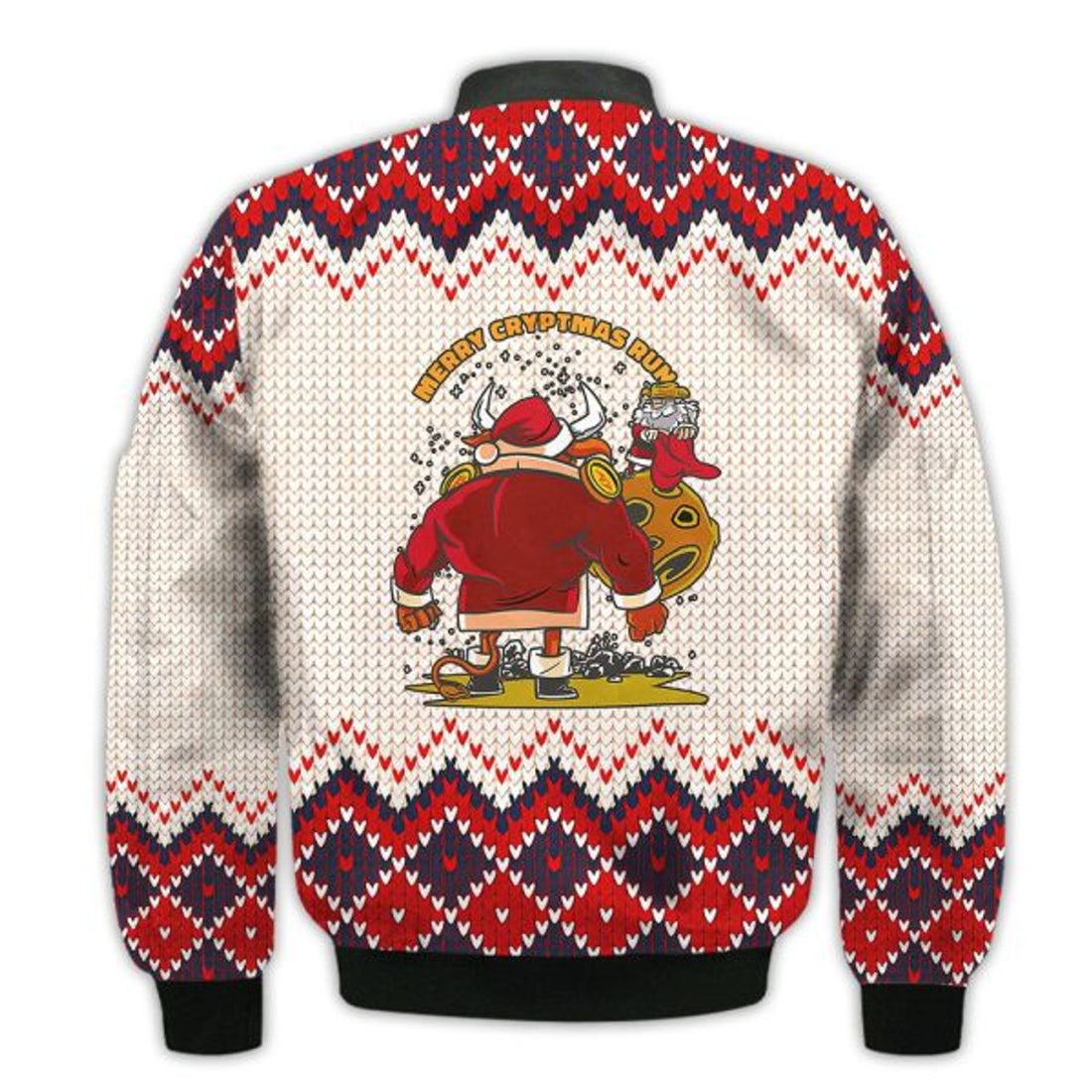 FUNSTUFFPRINTI Merry Christmas Merry Cryptmas Run Retro Christmas Holiday Gifts Unisex 3D Bomber Bomber Jacket