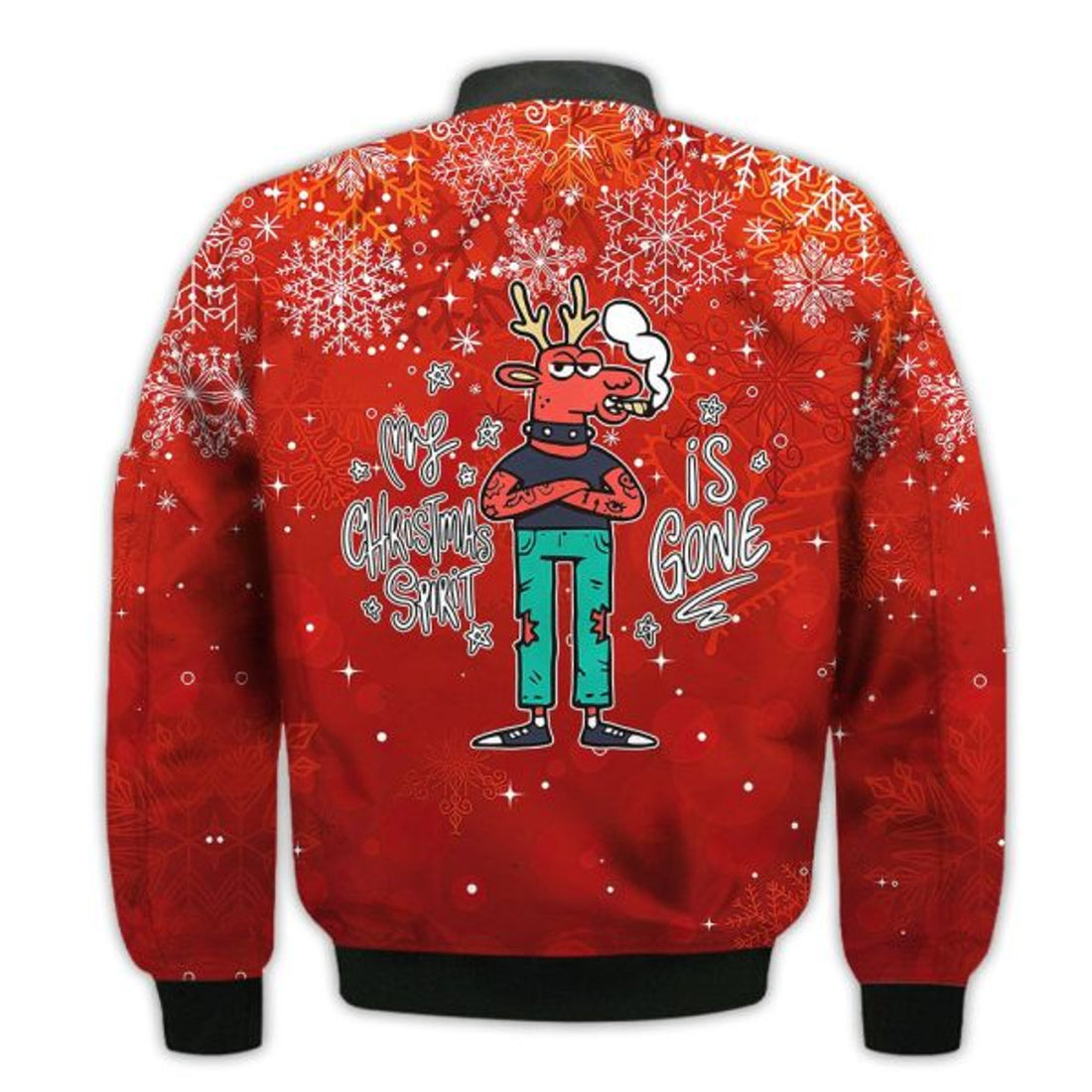 FUNSTUFFPRINTI Merry Christmas My Christmas Spirit Is Gone Retro Christmas Holiday Gifts Unisex 3D Bomber Bomber Jacket