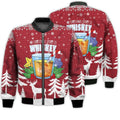 FUNSTUFFPRINTI Merry Christmas My Christmas Spirit Is Whiskey Retro Christmas Holiday Gifts Unisex 3D Bomber Bomber Jacket