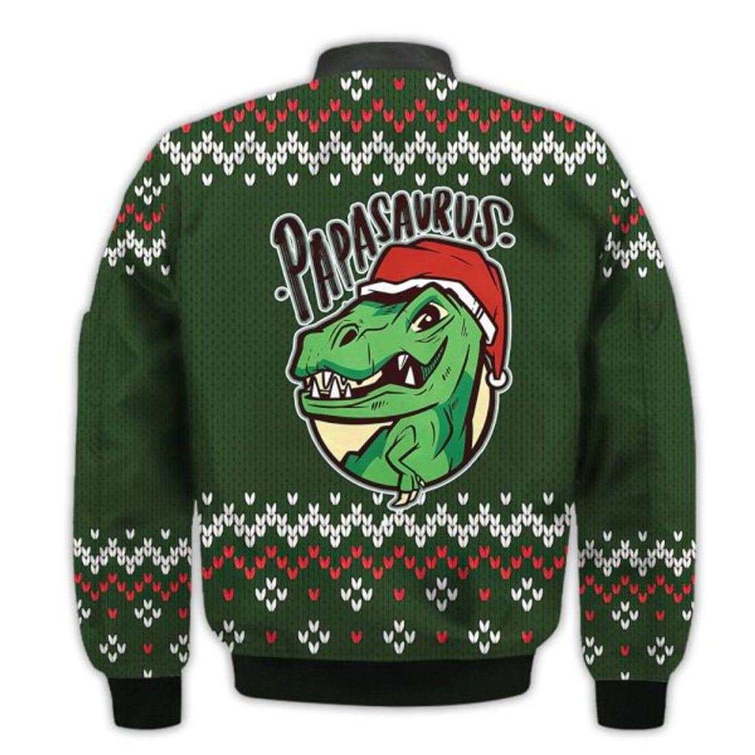 FUNSTUFFPRINTI Merry Christmas Papasaurus T-rex Retro Christmas Holiday Gifts Unisex 3D Bomber Bomber Jacket