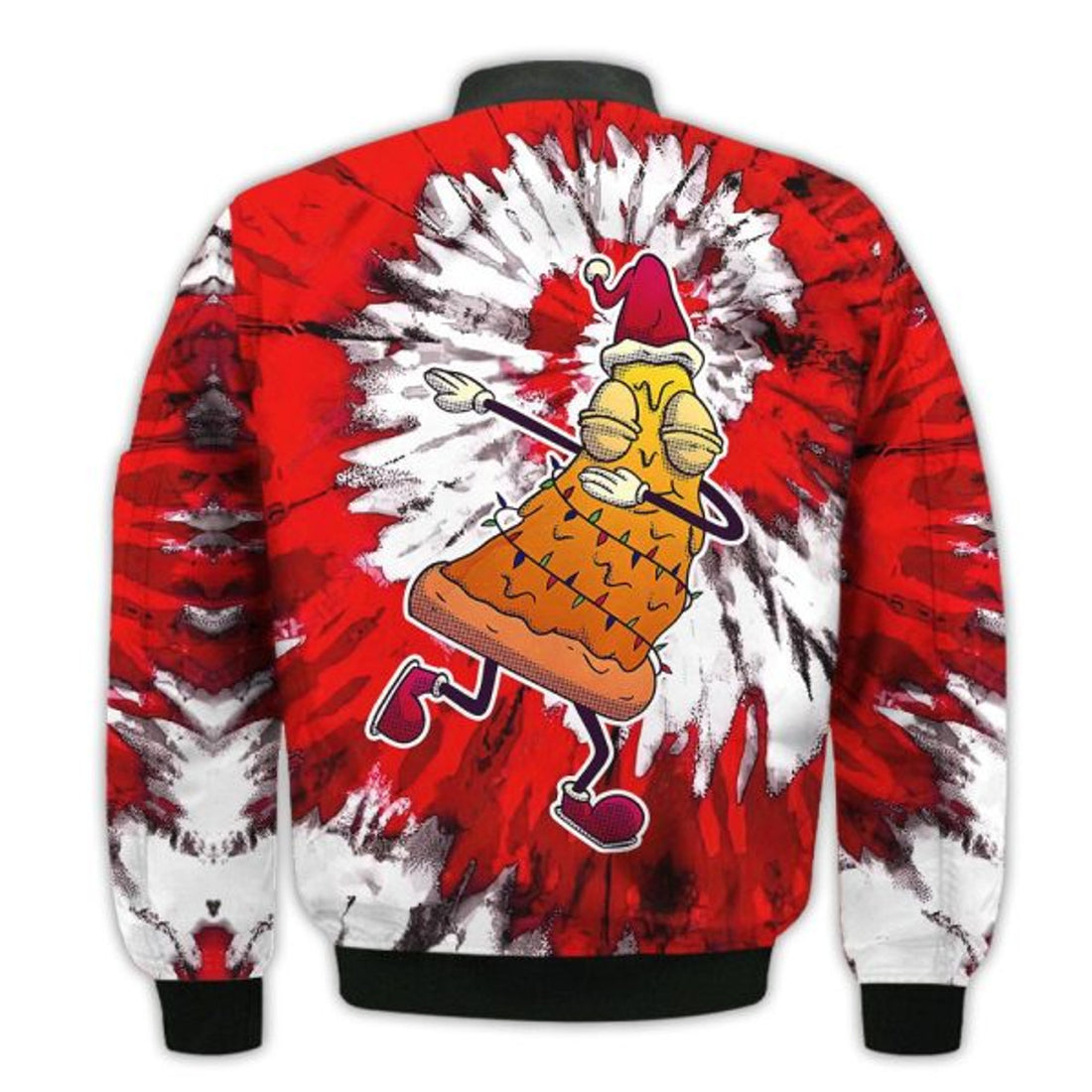 FUNSTUFFPRINTI Merry Christmas Pizza Christmas Tree Dabbing Retro Christmas Holiday Gifts Unisex 3D Bomber Jacket