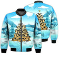 FUNSTUFFPRINTI Merry Christmas Pug Dogs Christmas Tree Retro Christmas Holiday Gifts Unisex 3D Bomber Bomber Jacket