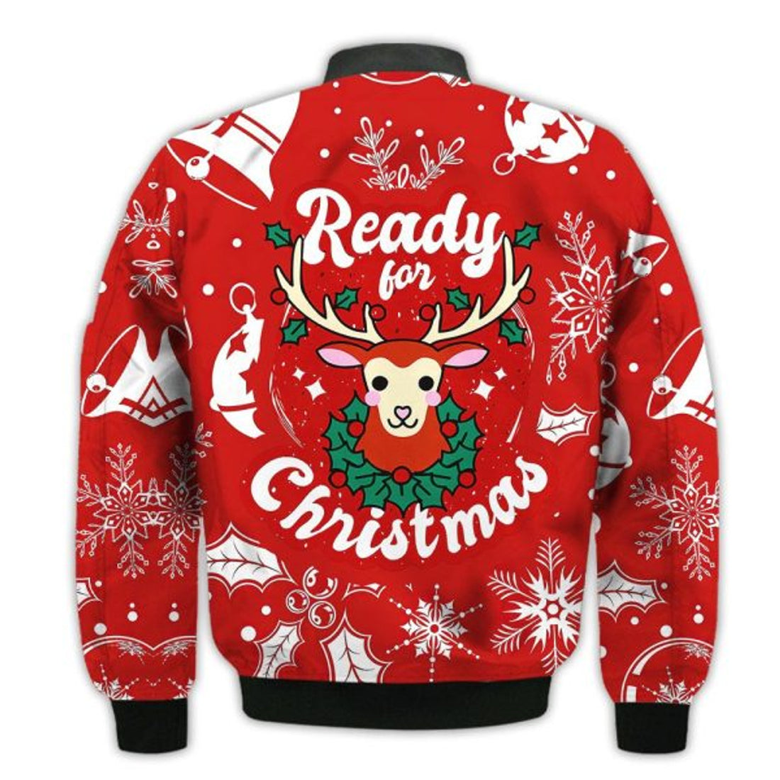 FUNSTUFFPRINTI Merry Christmas Ready For Christmas Deer Retro Christmas Holiday Gifts Unisex 3D Bomber Bomber Jacket