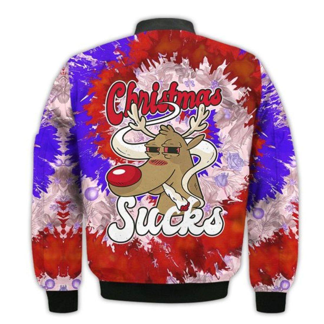 FUNSTUFFPRINTI Merry Christmas Reindeer Smoking Retro Christmas Holiday Gifts Unisex 3D Bomber Jacket