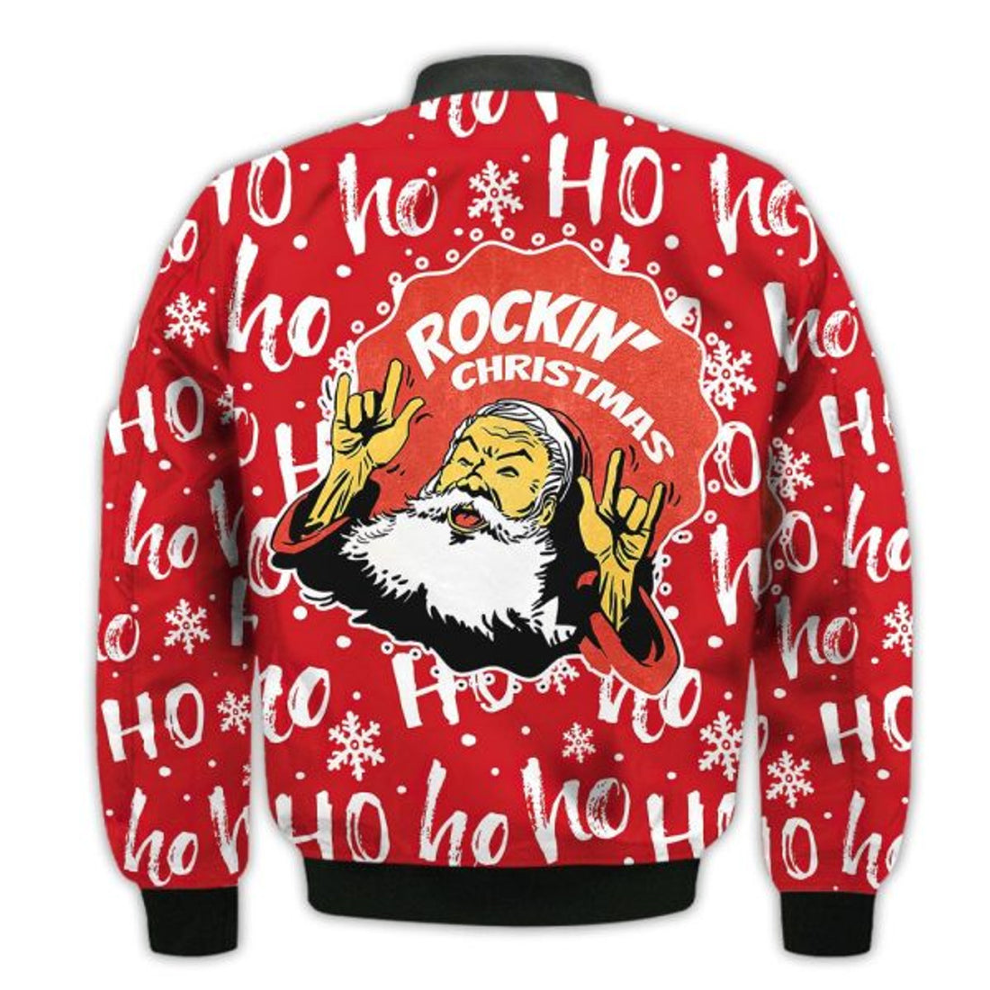 FUNSTUFFPRINTI Merry Christmas Rockin' Christmas Santa Retro Christmas Holiday Gifts Unisex 3D Bomber Jacket