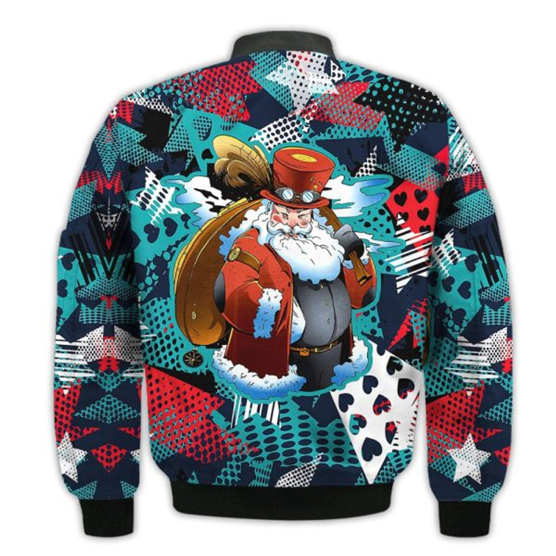 FUNSTUFFPRINTI Merry Christmas Santa Claus Carrying Bag Of Gifts Retro Christmas Holiday Gifts Unisex 3D Bomber Bomber Jacket