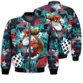 FUNSTUFFPRINTI Merry Christmas Santa Claus Carrying Bag Of Gifts Retro Christmas Holiday Gifts Unisex 3D Bomber Bomber Jacket