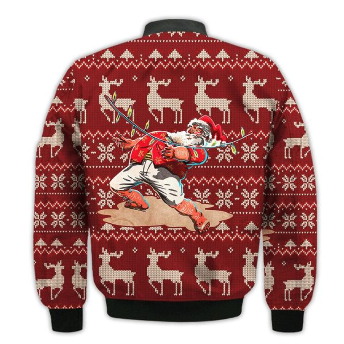 FUNSTUFFPRINTI Merry Christmas Santa Claus Christmas Holiday Retro Christmas Holiday Gifts Unisex 3D Bomber Bomber Jacket