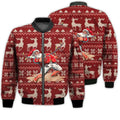 FUNSTUFFPRINTI Merry Christmas Santa Claus Christmas Holiday Retro Christmas Holiday Gifts Unisex 3D Bomber Bomber Jacket