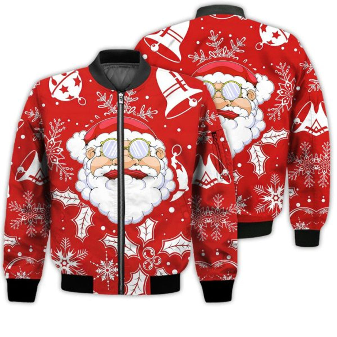 FUNSTUFFPRINTI Merry Christmas Santa Claus Head Retro Christmas Holiday Gifts Unisex 3D Bomber Bomber Jacket