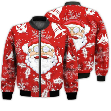 FUNSTUFFPRINTI Merry Christmas Santa Claus Head Retro Christmas Holiday Gifts Unisex 3D Bomber Bomber Jacket