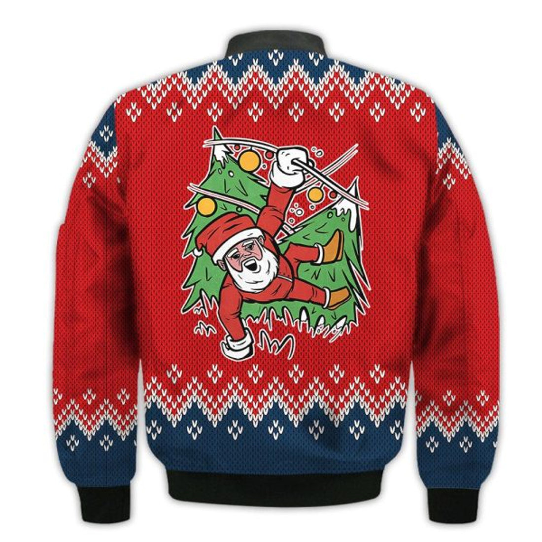 FUNSTUFFPRINTI Merry Christmas Santa Claus In Christmas Lights Retro Christmas Holiday Gifts Unisex 3D Bomber Bomber Jacket