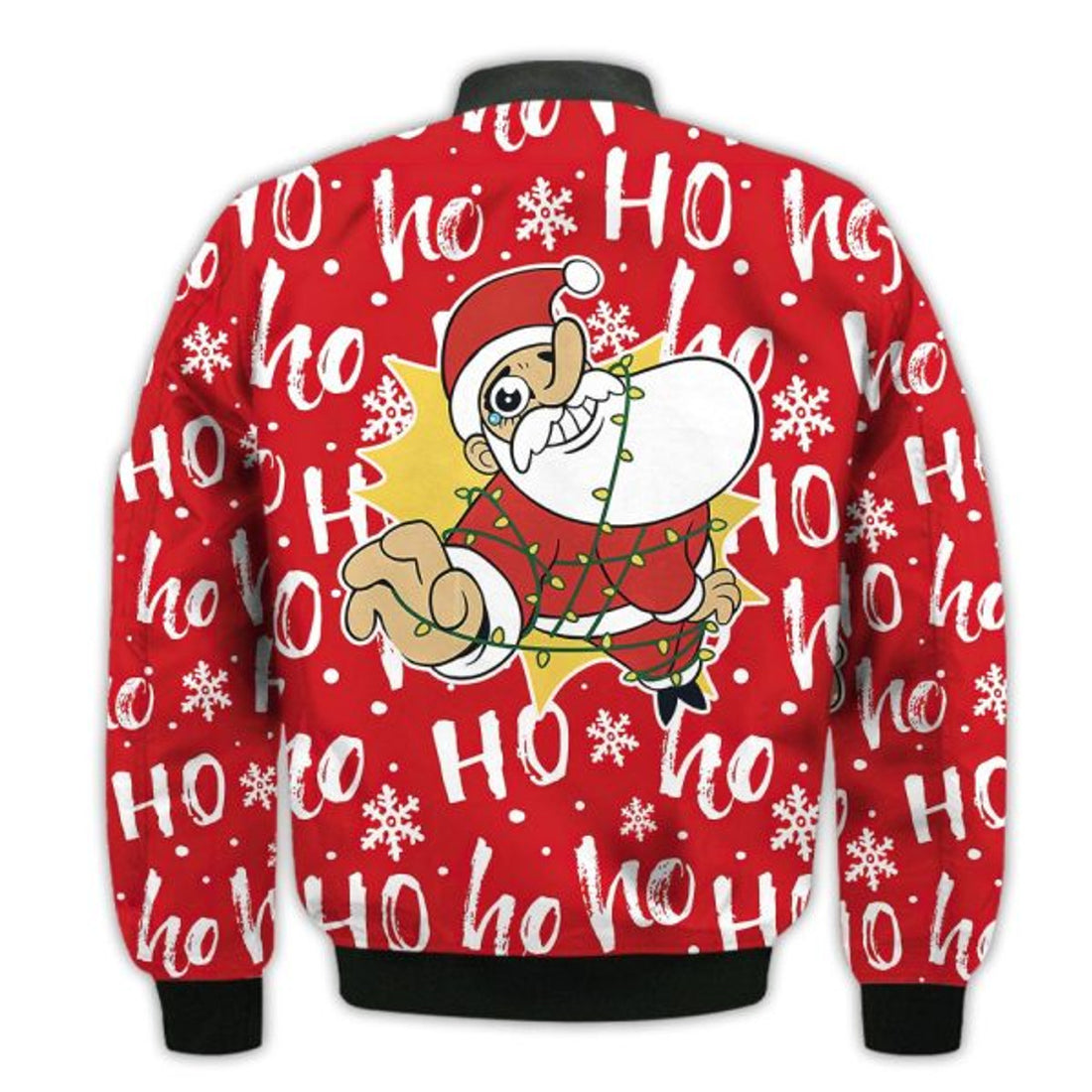 FUNSTUFFPRINTI Merry Christmas Santa Claus In Xmas Lights Retro Christmas Holiday Gifts Unisex 3D Bomber Bomber Jacket