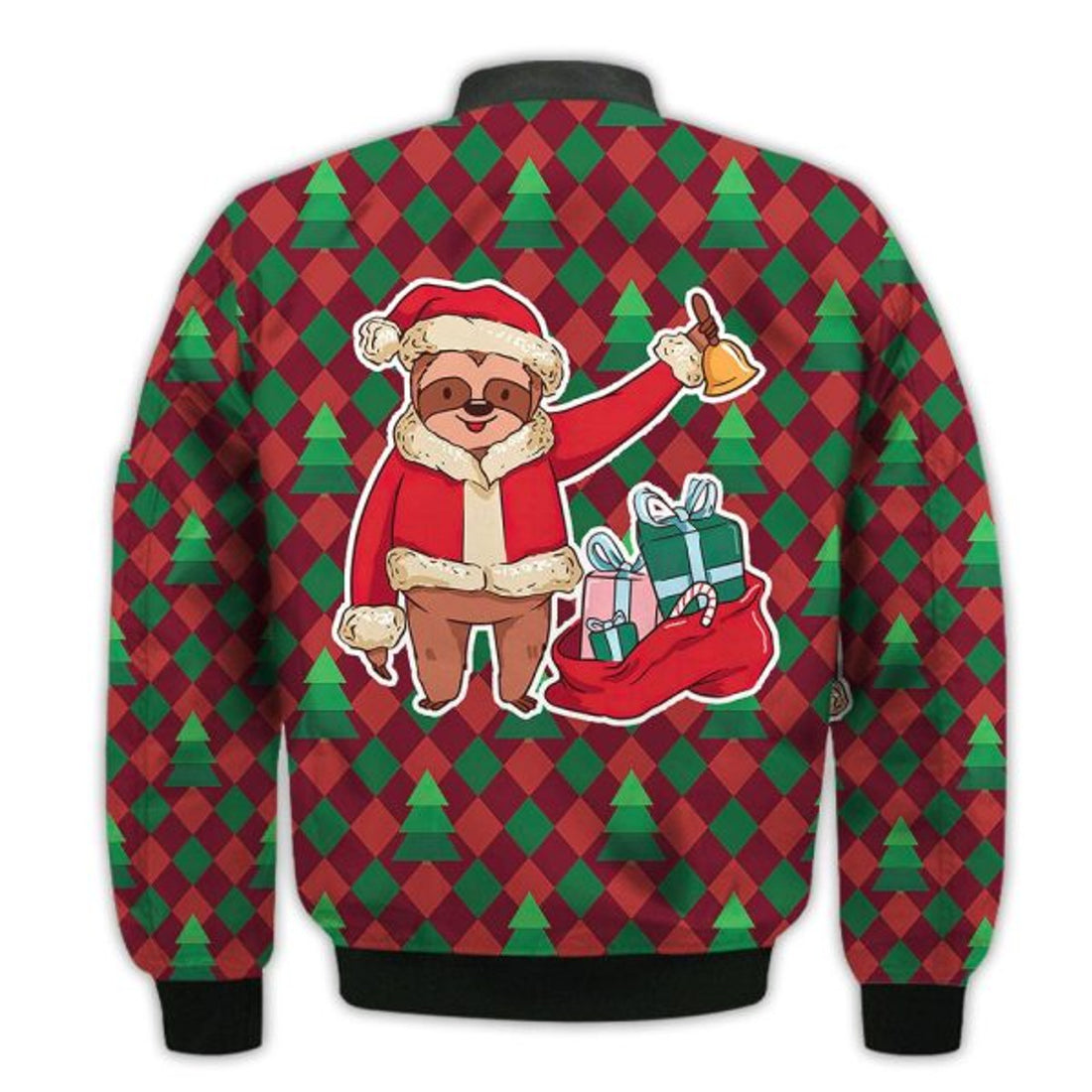 FUNSTUFFPRINTI Merry Christmas Santa Claus Sloth Retro Christmas Holiday Gifts Unisex 3D Bomber Bomber Jacket