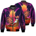FUNSTUFFPRINTI Merry Christmas Santa Claus Tropical Retro Christmas Holiday Gifts Unisex 3D Bomber Bomber Jacket