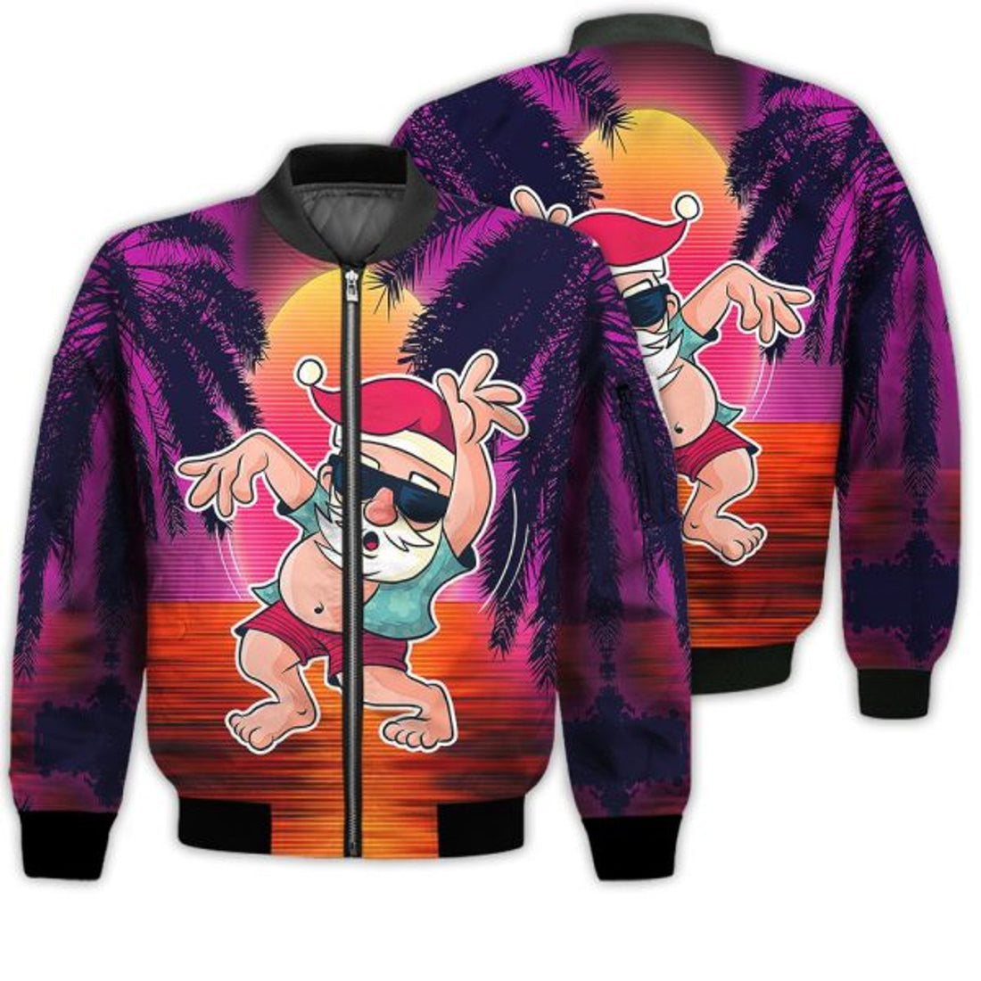 FUNSTUFFPRINTI Merry Christmas Santa Dancing Retro Christmas Holiday Gifts Unisex 3D Bomber Bomber Jacket