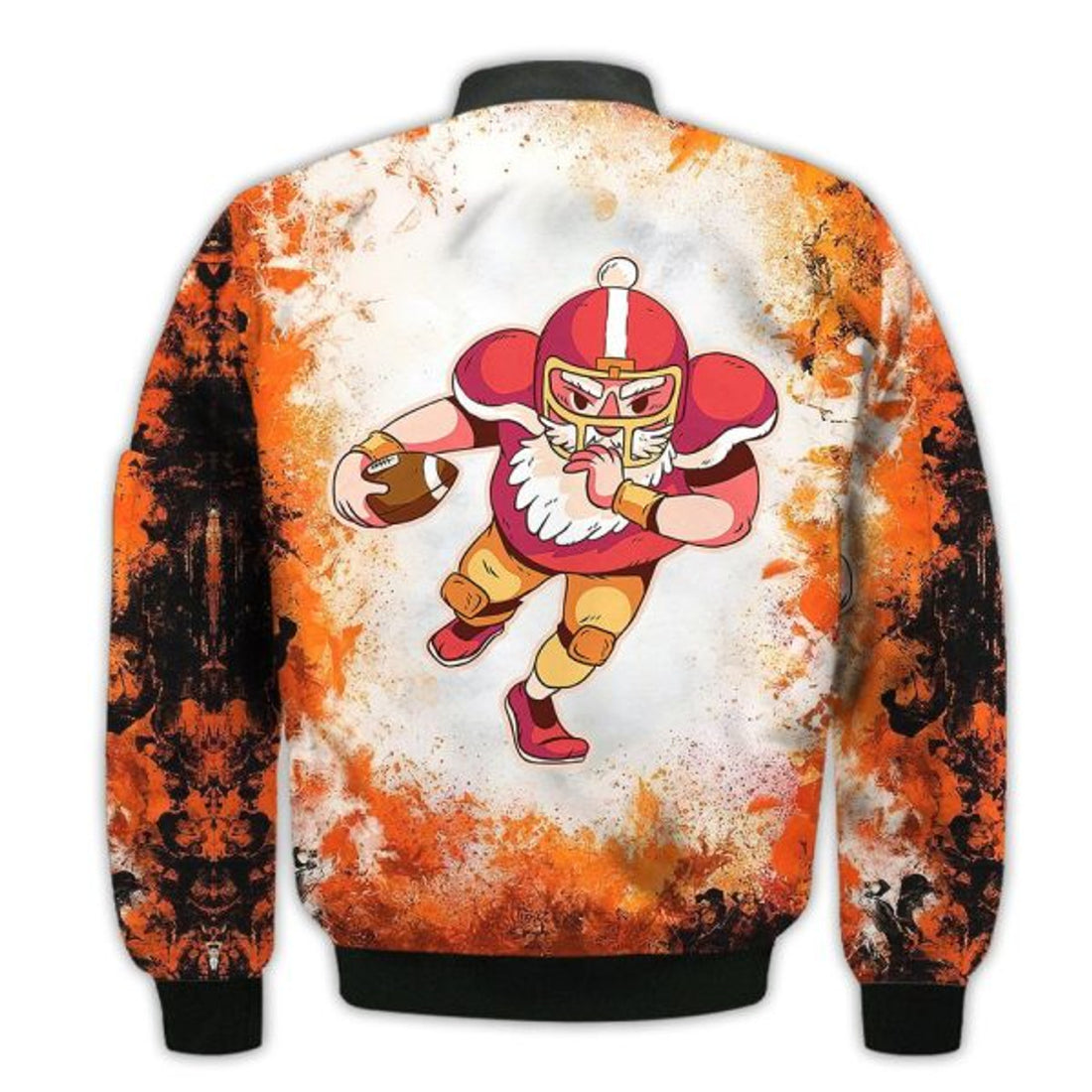FUNSTUFFPRINTI Merry Christmas Santa Football Retro Christmas Holiday Gifts Unisex 3D Bomber Bomber Jacket