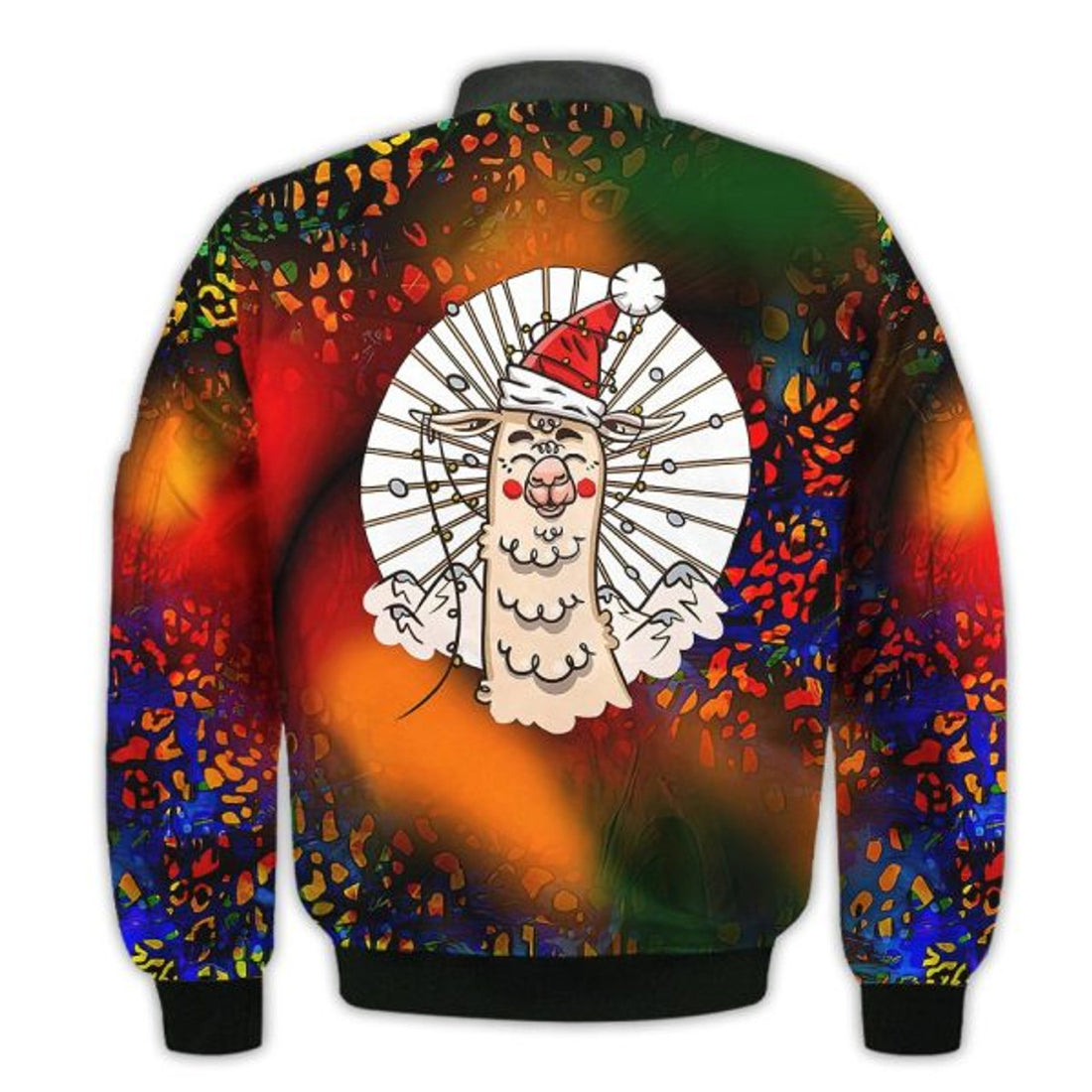 FUNSTUFFPRINTI Merry Christmas Santa Llama Retro Christmas Holiday Gifts Unisex 3D Bomber Bomber Jacket