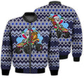 FUNSTUFFPRINTI Merry Christmas Santa Riding A Monster Truck Retro Christmas Holiday Gifts Unisex 3D Bomber Bomber Jacket