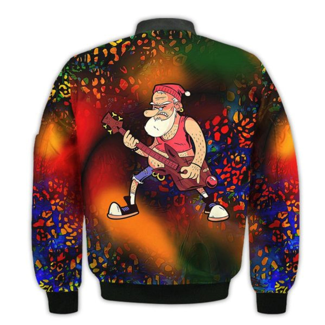 FUNSTUFFPRINTI Merry Christmas Santa Rock Retro Christmas Holiday Gifts Unisex 3D Bomber Bomber Jacket