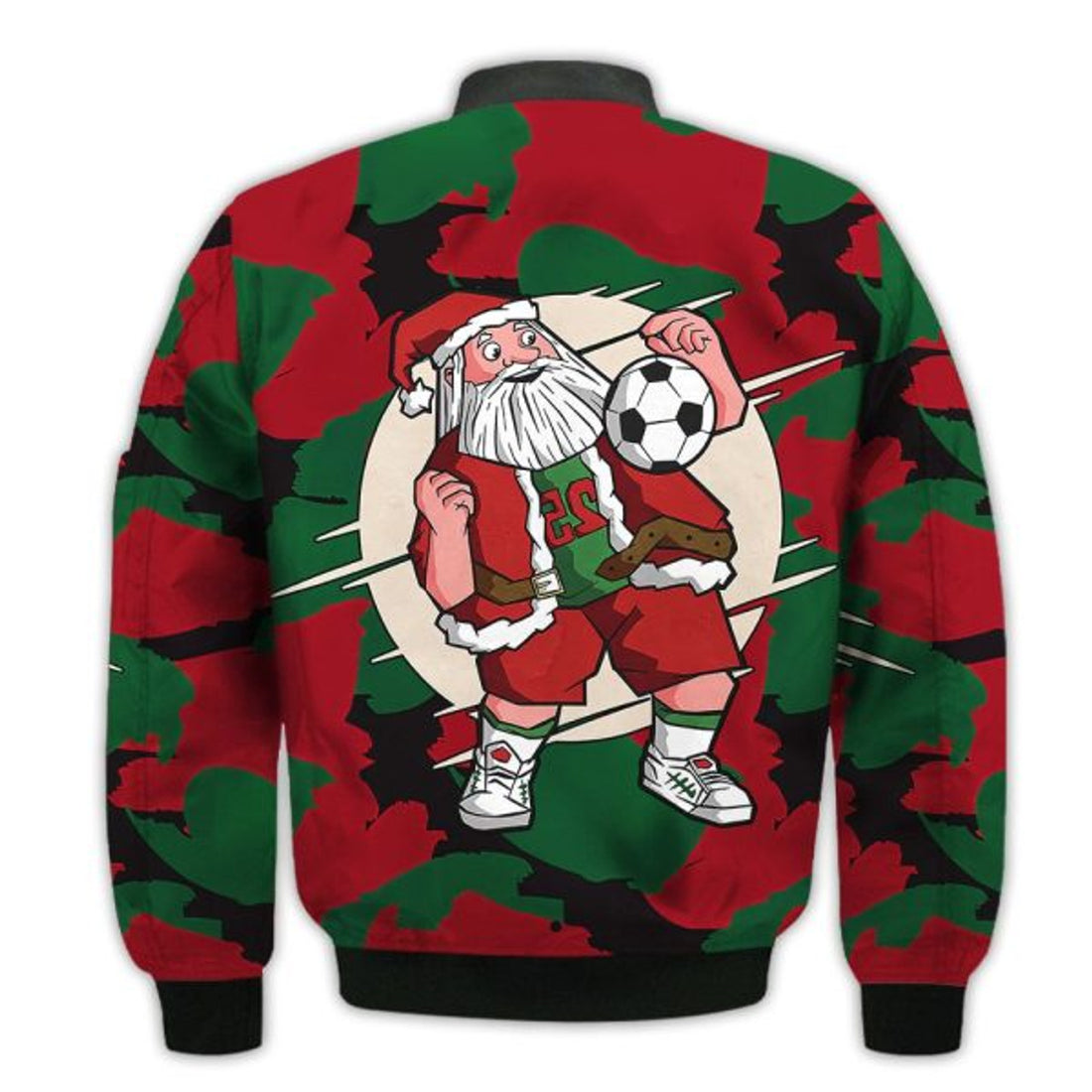 FUNSTUFFPRINTI Merry Christmas Santa Soccer Retro Christmas Holiday Gifts Unisex 3D Bomber Bomber Jacket