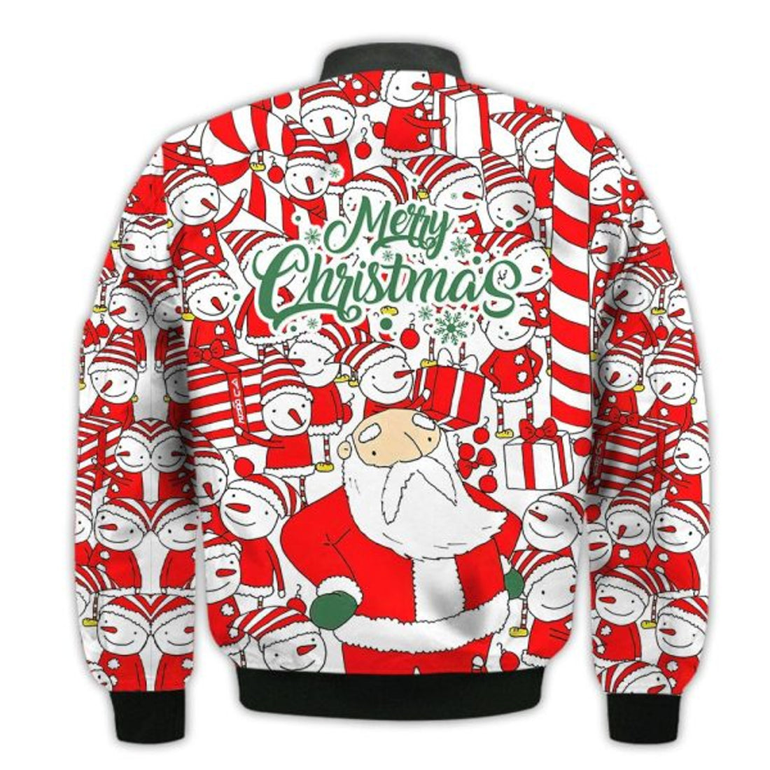 FUNSTUFFPRINTI Merry Christmas Santa's Elf Funny Pattern Retro Christmas Holiday Gifts Unisex 3D Bomber Bomber Jacket