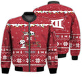 FUNSTUFFPRINTI Merry Christmas Season Big 12 Conference Snoopy 3D Bomber Bomber Jacket