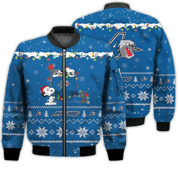 FUNSTUFFPRINTI Merry Christmas Season North Carolina Asheville Bulldogs Snoopy 3D Bomber Bomber Jacket
