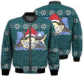 FUNSTUFFPRINTI Merry Christmas Shark Retro Christmas Holiday Gifts Unisex 3D Bomber Jacket