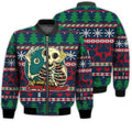 FUNSTUFFPRINTI Merry Christmas Skeleton Christmas Retro Christmas Holiday Gifts Unisex 3D Bomber Jacket