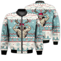 FUNSTUFFPRINTI Merry Christmas Strong Reindeer Retro Christmas Holiday Gifts Unisex 3D Bomber Jacket