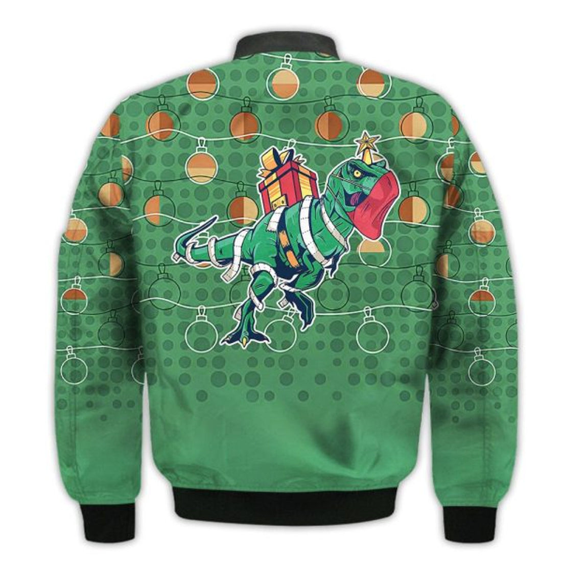 FUNSTUFFPRINTI Merry Christmas T-Rex Retro Christmas Holiday Gifts Unisex 3D Bomber Jacket