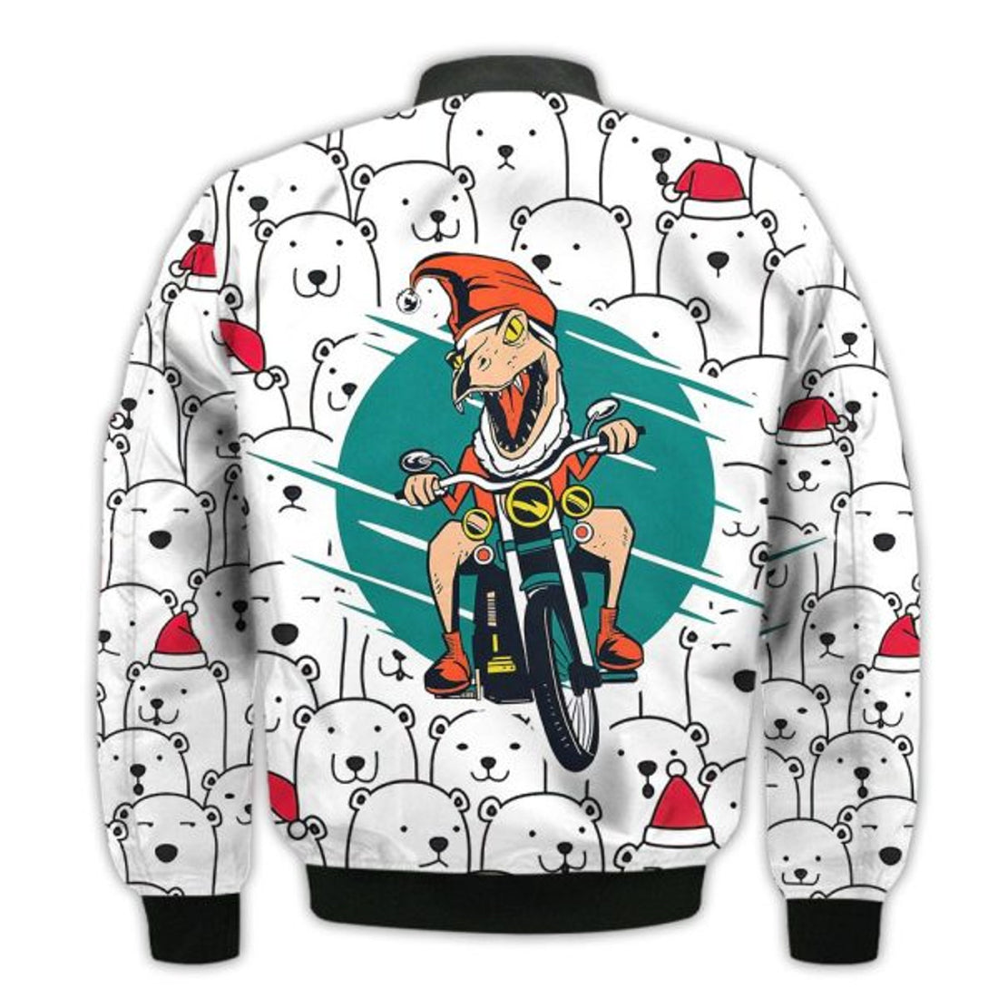 FUNSTUFFPRINTI Merry Christmas T-rex Christmas Retro Christmas Holiday Gifts Unisex 3D Bomber Jacket