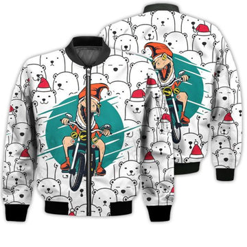 FUNSTUFFPRINTI Merry Christmas T-rex Christmas Retro Christmas Holiday Gifts Unisex 3D Bomber Jacket