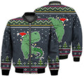 FUNSTUFFPRINTI Merry Christmas T-rex Funny Retro Christmas Holiday Gifts Unisex 3D Bomber Jacket