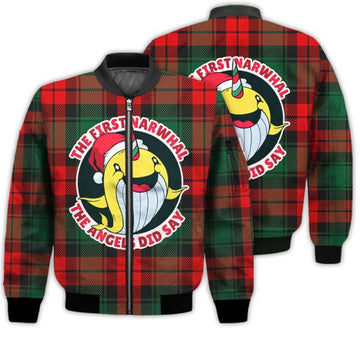 FUNSTUFFPRINTI Merry Christmas The First Narwhal The Angels Did Say Retro Christmas Holiday Gifts Unisex 3D Bomber Jacket
