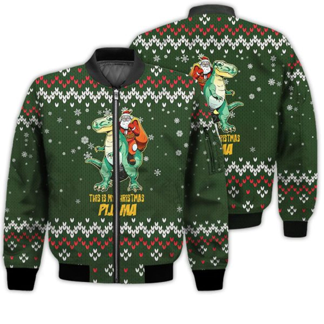 FUNSTUFFPRINTI Merry Christmas This Is My Christmas Pijama Retro Christmas Holiday Gifts Unisex 3D Bomber Jacket