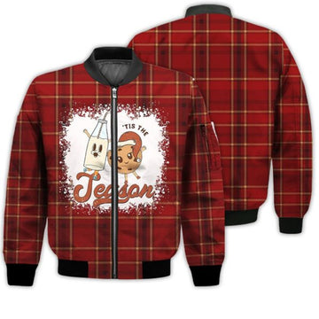 FUNSTUFFPRINTI Merry Christmas Tis The Season Cookie Retro Christmas Holiday Gifts Unisex 3D Bomber Jacket