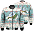 FUNSTUFFPRINTI Merry Christmas Turtle Retro Christmas Holiday Gifts Unisex 3D Bomber Jacket