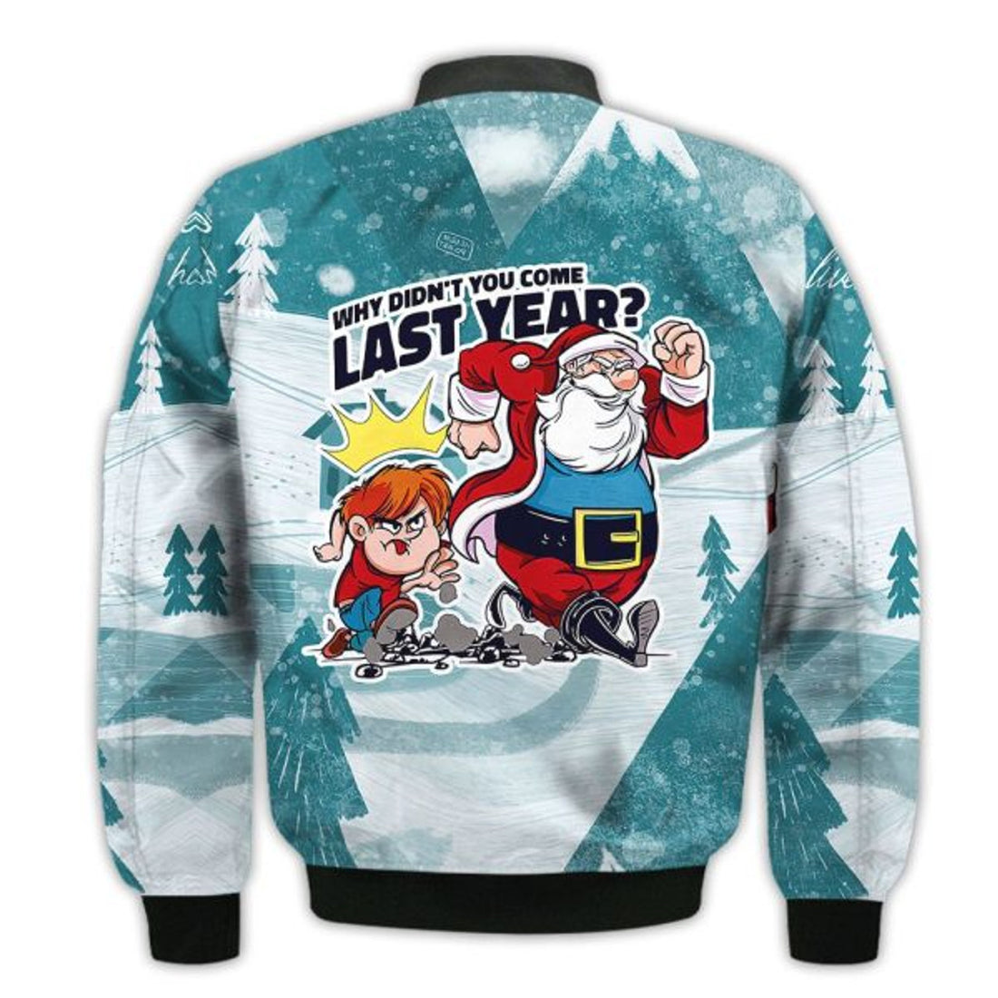 FUNSTUFFPRINTI Merry Christmas Why Didn't You Come Last Year Retro Christmas Holiday Gifts Unisex 3D Bomber Jacket