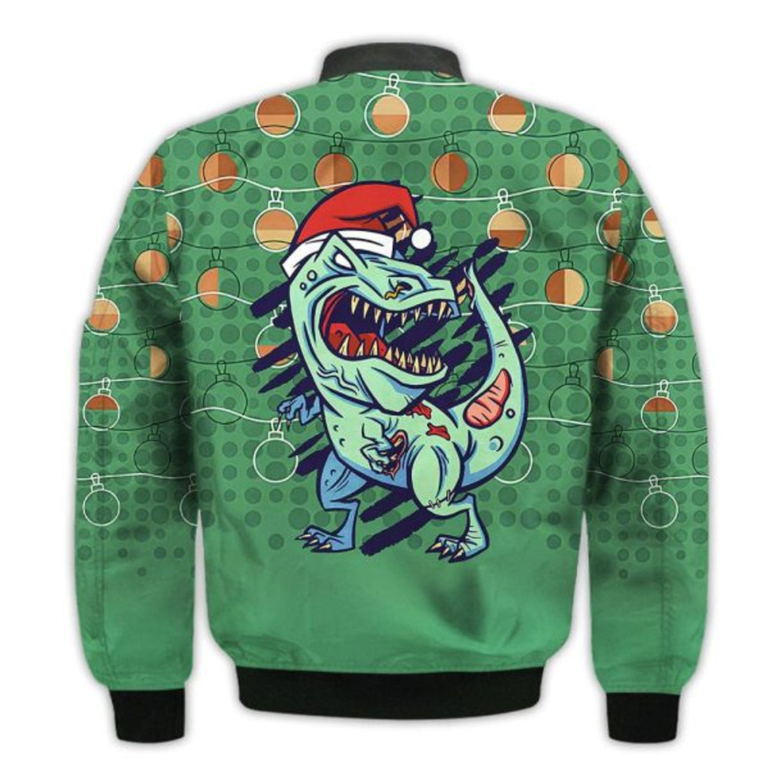 FUNSTUFFPRINTI Merry Christmas Zombie T-rex Dinosaur Retro Christmas Holiday Gifts Unisex 3D Bomber Jacket