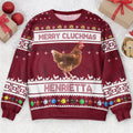 FUNSTUFFPRINT Custom Merry Cluckmas Chicken Farmers Clucker Bird Ugly Sweater