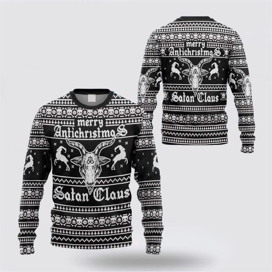 FUNSTUFFPRINT Merry Antichristmas Satan Claus Ugly Sweater - Christmas Gifts For Frends Ugly Sweater