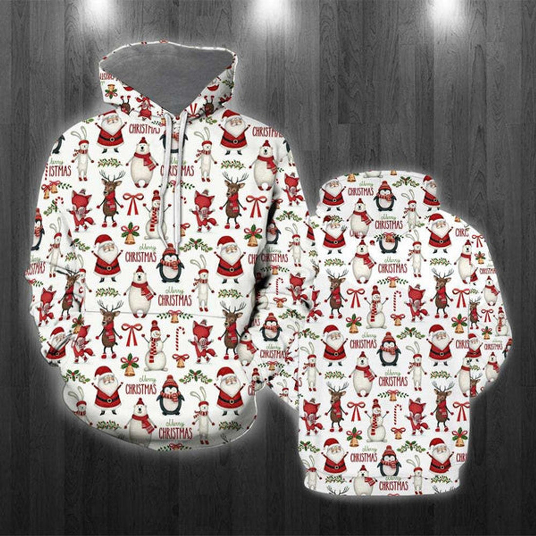 FUNSTUFFPRINT 3D Merry Christmas 2 All Over 3D Hoodie and Zip Hoodie