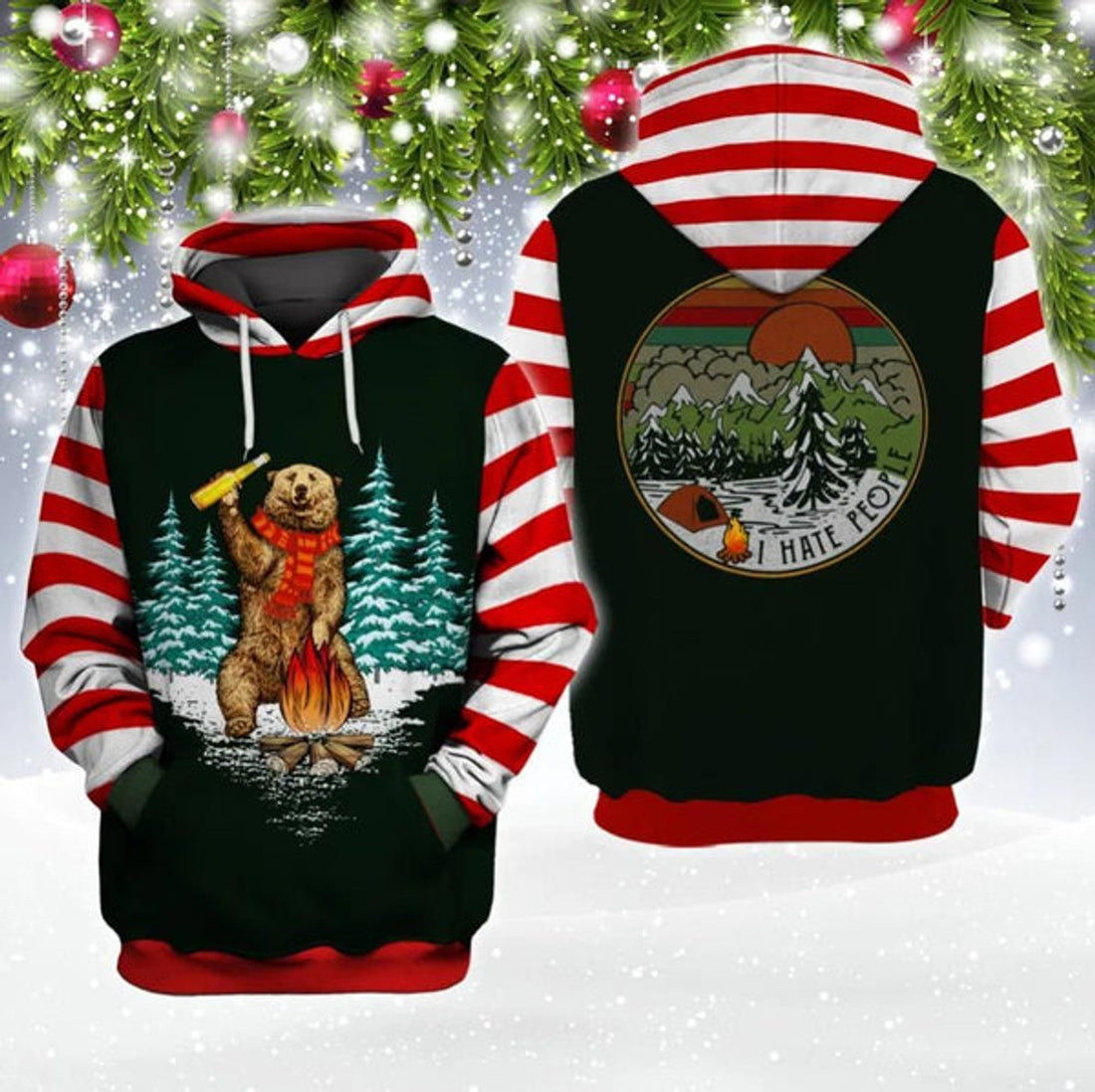 FUNSTUFFPRINT 3D Merry Christmas 5 All Over 3D Hoodie and Zip Hoodie