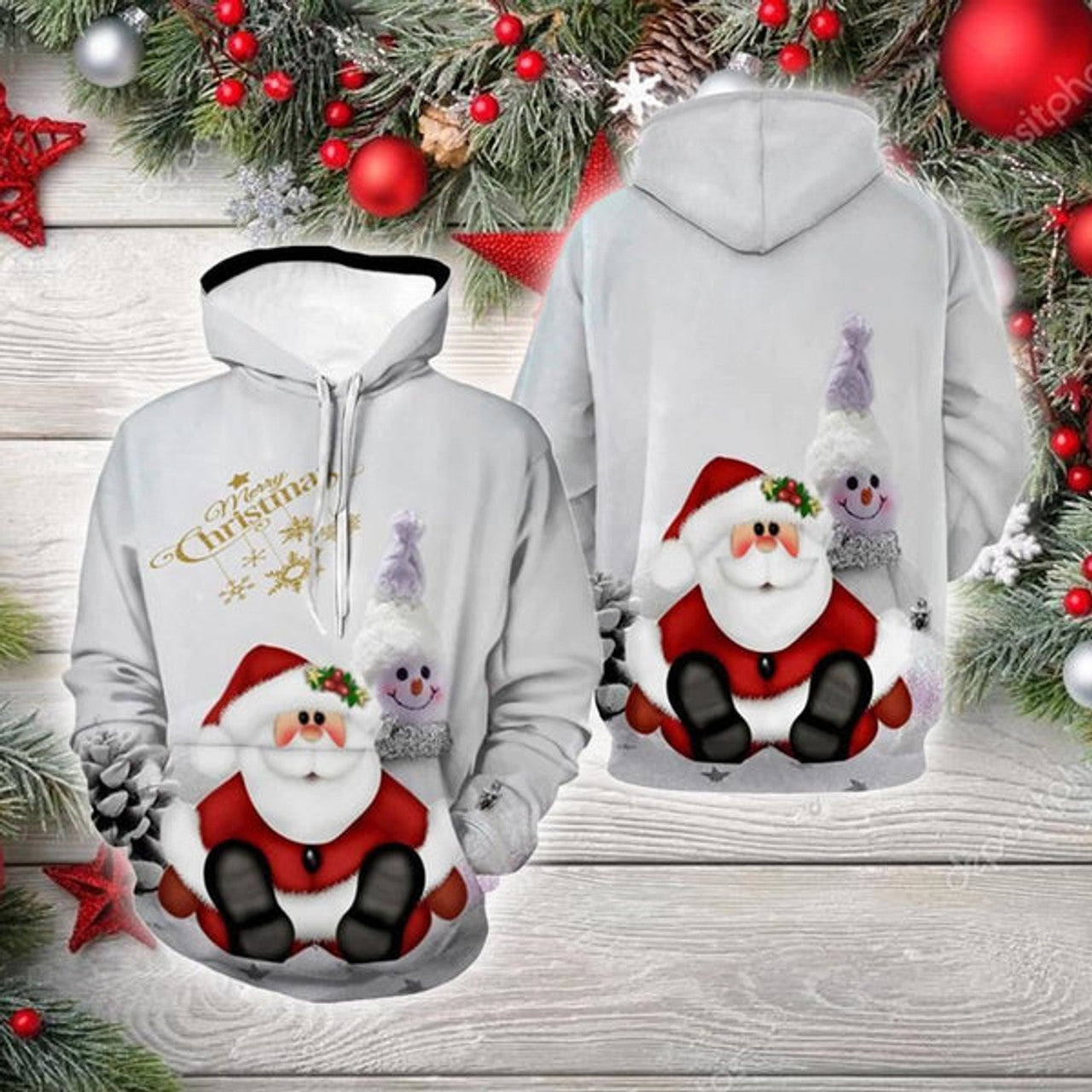 FUNSTUFFPRINT 3D Merry Christmas 6 All Over 3D Hoodie and Zip Hoodie
