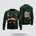 FUNSTUFFPRINT Merry Christmas Black Cat In Pine Tree Ugly Christmas Sweater For Men And Women, Best Gift For Christmas, Christmas Fashion Winter  Ugly  Sweater