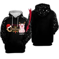 FUNSTUFFPRINT 3D Merry Christmas Cute Pig All Over 3D Hoodie and Zip Hoodie