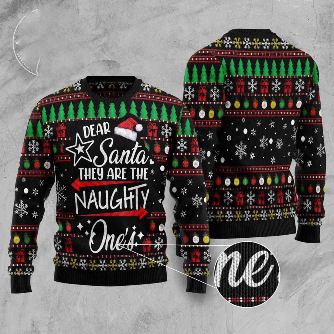 FUNSTUFFPRINT Merry Christmas Dear Santa They Are Naughty One'S Ugly Christmas Sweater, Christmas Sweater, Ugly Sweater, Funny Xmas Sweaters Ugly Sweater