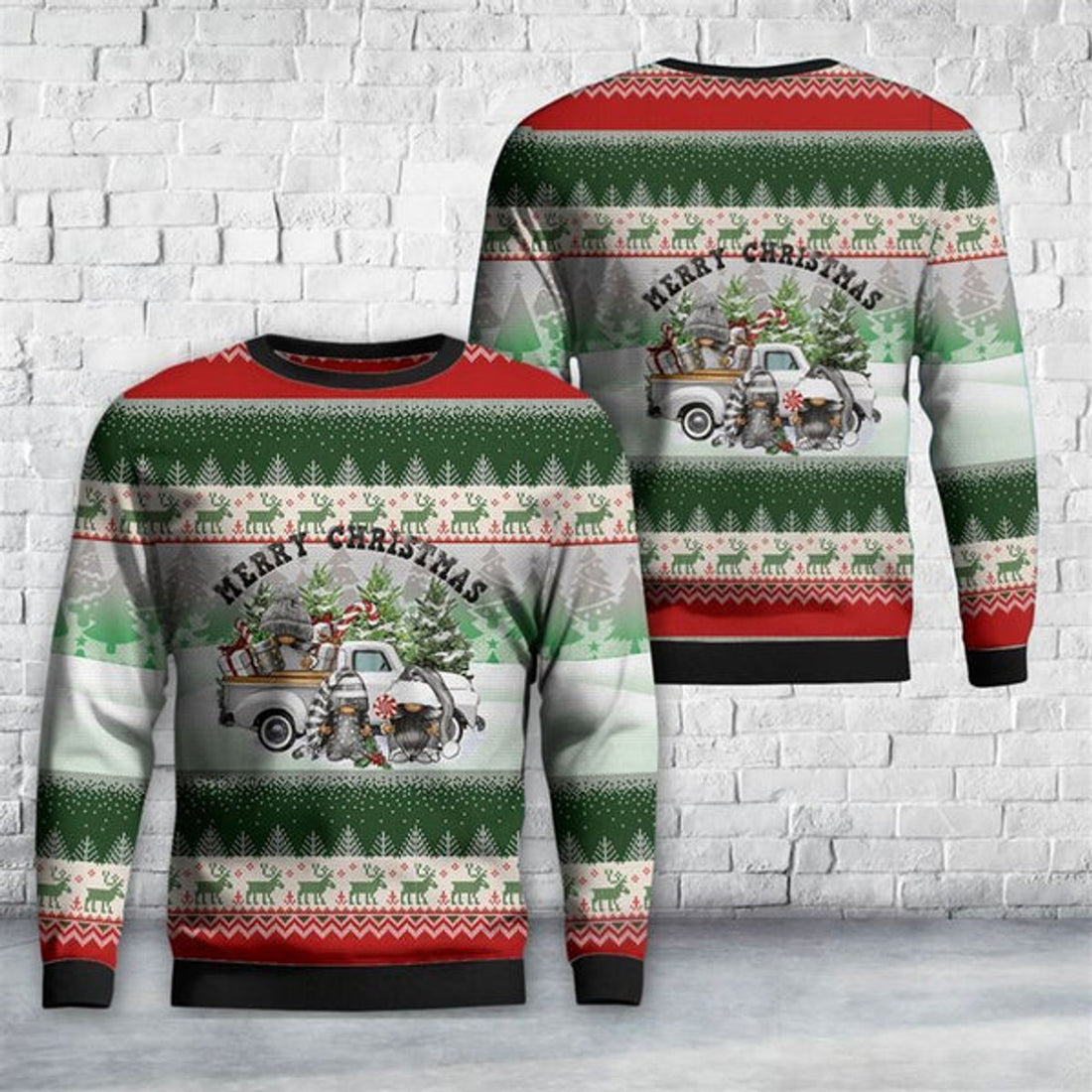 FUNSTUFFPRINT Merry Christmas Gnomies Ugly Christmas Sweater For Men And Women, Best Gift For Christmas, The Beautiful Winter Christmas Outfit Ugly Sweater